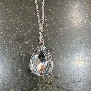 Charter Club Silver Teardrop Crystal Necklace